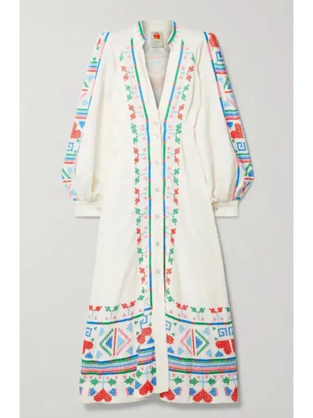 Farm Rio Graphic Embroidery Maxi Dress in Off-White - Size XS - Picture 2 of 8